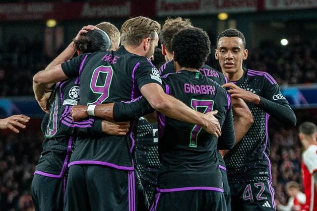 Tor zum 1:1 durch Serge Gnabry (FC Bayern Muenchen, 7) FC Arsenal vs. FC Bayern Muenchen , Fussball, UEFA Champions League, Viertelfinale, 09.04.2024 FC Arsenal vs. FC Bayern Muenchen , Fussball, UEFA Champions League, Viertelfinale, 09.04.2024 London Copyright: xEibner-Pressefoto BahhoxKarax EP_FCB