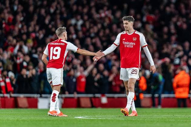 Tor zum 2:2 durch Leandro Trossard (FC Arsenal London, 19) Kai Havertz (FC Arsenal London, 29) FC Arsenal vs. FC Bayern Muenchen , Fussball, UEFA Champions League, Viertelfinale, 09.04.2024 FC Arsenal vs. FC Bayern Muenchen , Fussball, UEFA Champions League, Viertelfinale, 09.04.2024 London Copyright: xEibner-Pressefoto BahhoxKarax EP_FCB