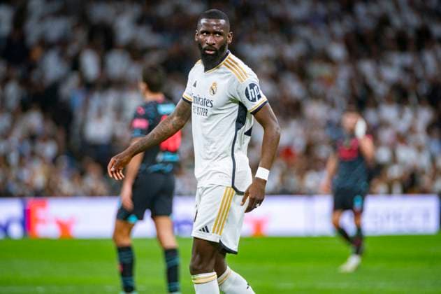 UEFA Champions League 2023 24 Quarter-final First Leg: Real Madrid CF v Manchester City Antonio Rudiger of Real Madrid during the UEFA Champions League quarter-final first leg match between Real Madrid CF and Manchester City at Estadio Santiago Bernabeu on April 9, 2024 in Madrid, Spain. Madrid Estadio Santiago Bernabeu Madrid Spain Copyright: xAlbertoxGardinx AGardin_20240409_football_Champions_League_Real_Madrid_vs_Manchester_City_070