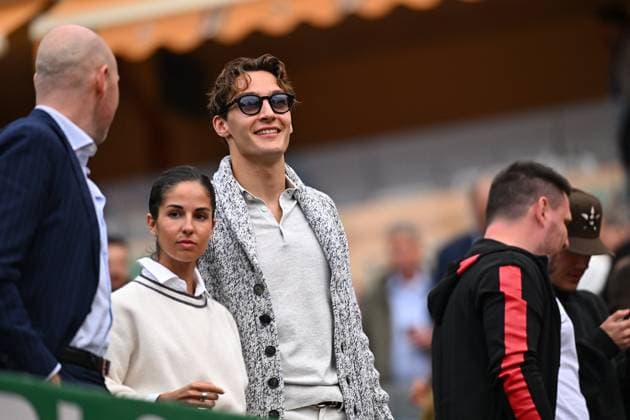 Monaco Rolex Masters F1 driver George Russel during Djokovic?s match at the Monaco Rolex Masters in Monte Carlo, on April, 9, 2024. Photo by Corinne Dubreuil ABACAPRESS.COM Monaco Monaco  Copyright: xDubreuilxCorinne ABACAx