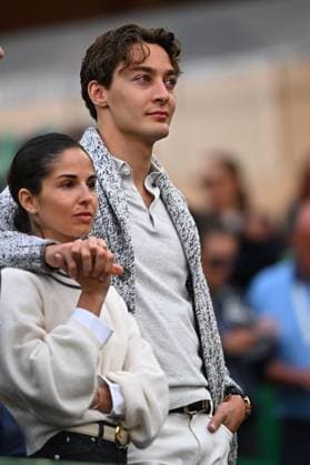 Monaco Rolex Masters F1 driver George Russel during Djokovic?s match at the Monaco Rolex Masters in Monte Carlo, on April, 9, 2024. Photo by Corinne Dubreuil ABACAPRESS.COM Monaco Monaco  Copyright: xDubreuilxCorinne ABACAx
