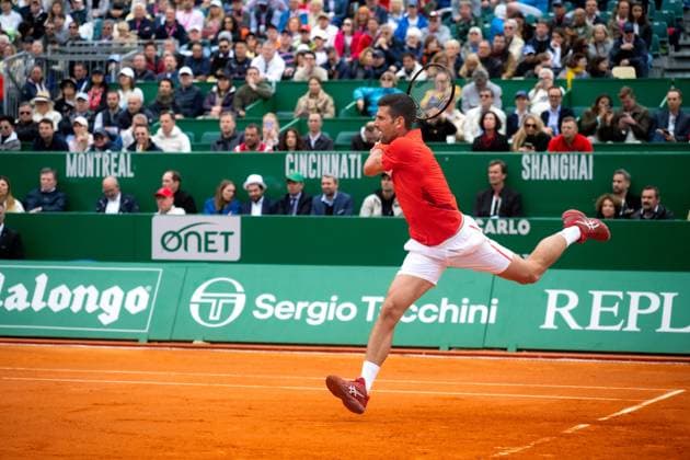 Rolex Monte-Carlo Masters - Day Four MONTE-CARLO, MONACO - APRIL 9: Novak Djokovic of Serbia in action against Roman Safiullin during their second round match on day four of the Rolex Monte-Carlo Masters at Monte-Carlo Country Club on April 9, 2024 in Monte-Carlo, Monaco. (Photo by Andy Astfalck) Copyright: xBEAUTIFULxSPORTS Astfalckx