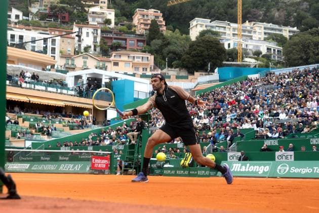 Rolex Monte-Carlo Masters - Day Four MONTE-CARLO, MONACO - APRIL 9: Matteo Berrettini of Italy in action against Miomir Kecmanovic of Serbia during their first round match on day four of the Rolex Monte-Carlo Masters at Monte-Carlo Country Club on April 9, 2024 in Monte-Carlo, Monaco. (Photo by Andy Astfalck) Copyright: xBEAUTIFULxSPORTS Astfalckx