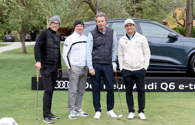 GOLF - Audi Circuit FROHNLEITEN,AUSTRIA,10.APR.24 - GOLF - Audi Circuit, GC Murhof. Image shows Thomas Wasserburger, Robert Hohensinn, Johannes Goess-Saurau and Niklas Regner (AUT).  GEPAxpictures xHansxOberlaender