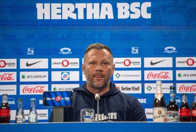 Fussball, Herren, Saison 2023 2024, 2. Bundesliga, Hertha BSC, Pressekonferenz vor dem Spiel gegen Hansa Rostock, im Bild: Trainer Pal Dardai (Hertha BSC), 10.04. 2024,