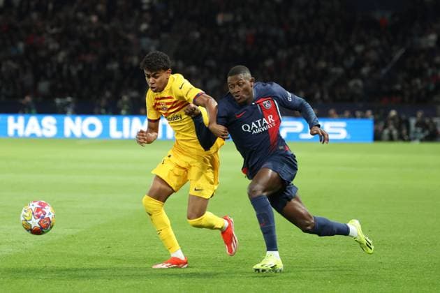 PSG - BARCELONE PHOTOPQR LE PARISIEN Le Parisien Arnaud Journois ; PARIS ; 10 04 2024 ; FOOTBALL , LIGUE DES CHAMPIONS UEFA , QUARTS DE FINALE ALLER , 10 04 2024 , PARIS , PARC DES PRINCES PARIS SG - FC BARCELONE PHOTO LE PARISIEN ARNAUD JOURNOIS Nuno Mendes --- 04 10 2024 ; PARIS ; FRANCE PARIS UEFA CHAMPIONS LEAGUE : PARIS SG VS FC Barcelona, Barca PARIS France  Copyright: xPHOTOPQR LExPARISIEN MAXPPPxLexParisienx xArnaudxJournoisx 20240410LPA1741 20240410LPA1741