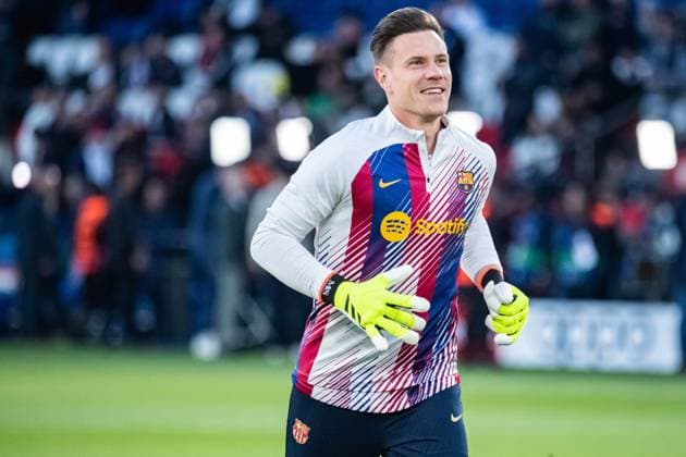 Marc-AndrÃ Ter Stegen (FC Barcelone) FOOTBALL : Paris SG x FC Barcelone - Ligue des Champions - Quart de Finale - 10 04 2024 BaptisteAutissier Panoramic 