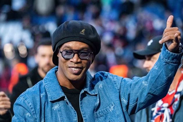 Ronaldinho FOOTBALL : Paris SG x FC Barcelone - Ligue des Champions - Quart de Finale - 10 04 2024 BaptisteAutissier Panoramic 