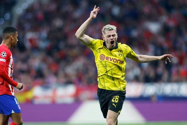 Julian Ryerson (Dortmund), APRIL 10, 2024 - Football Soccer : UEFA Champions League round of 8 1st leg match between Atletico de Madrid 2-1 Borussia Dortmund at Estadio Metropolitano in Madrid, Spain. Noxthirdxpartyxsales  (249753448)