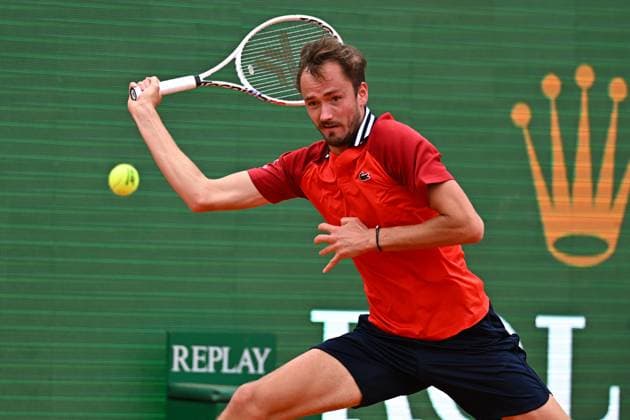 Monaco Rolex Masters Daniil Medvedev (RUS) during his first round match at the Monaco Rolex Masters in Monte Carlo, on April, 10, 2024. Photo by Corinne Dubreuil ABACAPRESS.COM MONACO Monaco  Copyright: xDubreuilxCorinne ABACAx