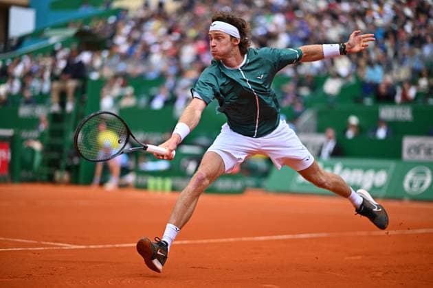 Monaco Rolex Masters Andrey Rublev (RUS) during his second round match at the Monaco Rolex Masters in Monte Carlo, on April, 10, 2024. Photo by Corinne Dubreuil ABACAPRESS.COM MONACO Monaco  Copyright: xDubreuilxCorinne ABACAx