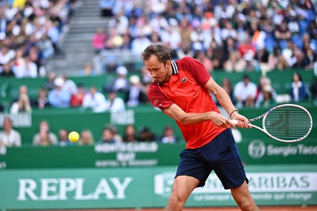 Monaco Rolex Masters Daniil Medvedev (RUS) during his first round match at the Monaco Rolex Masters in Monte Carlo, on April, 10, 2024. Photo by Corinne Dubreuil ABACAPRESS.COM MONACO Monaco  Copyright: xDubreuilxCorinne ABACAx