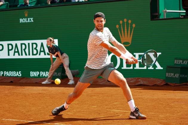Karen Khachanov (Russie) TENNIS : Monaco Rolex Master 1000 - 8eme de finale - Monaco - 11 04 2024 NorbertScanella Panoramic 
