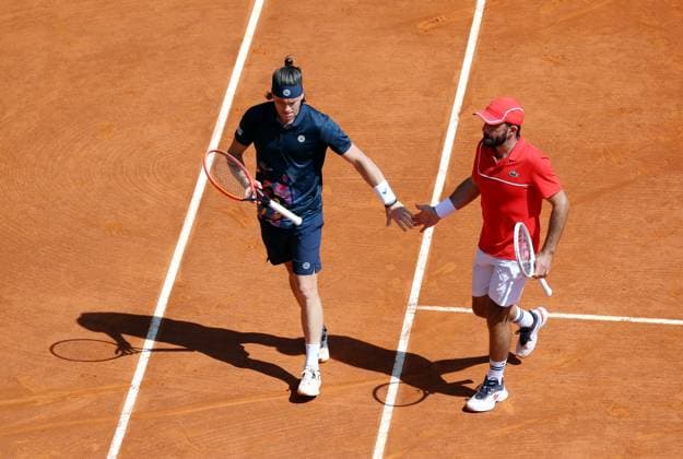 ROLEX MONTE-CARLO MASTERS HUITIEMES PHOTOPQR NICE MATIN Jean François Ottonello ; Roquebrune-Cap-Martin ; 11 04 2024 ; ROLEX MONTE-CARLO MASTERS HUITIEMES - double - Romain Arneodo et Sam Weissborn Roquebrune-Cap-Martin France  Copyright: xPHOTOPQR NICExMATIN MAXPPPxJeanxFrançoisxOttonellox 20240411NIM2865 20240411NIM2865