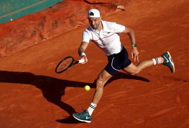 ROLEX MONTE-CARLO MASTERS HUITIEMES PHOTOPQR NICE MATIN Jean François Ottonello ; Roquebrune-Cap-Martin ; 11 04 2024 ; ROLEX MONTE-CARLO MASTERS HUITIEMES - Holger Rune (DEN en jaune) vs Grigor Dimitrov (BUL en blanc)