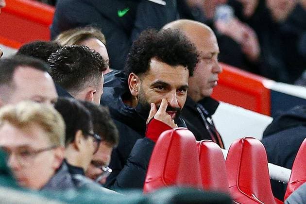 Mohamed Salah of Liverpool sat on the bench Liverpool v Atalanta, UEFA Europa League, Quarter Final, First Leg, Football, Anfield, Liverpool, UK - 11 Apr 2024 EDITORIAL USE ONLY No use with unauthorised audio, video, data, fixture lists, club league logos or live services. Online in-match use limited to 120 images, no video emulation. No use in betting, games or single club league player publications. Copyright: xMattxWest Shutterstockx 14424886ac