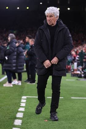 Football - UEFA Europa League - Quarter Final (1st Leg) - Liverpool v Atalanta 11 April 2024 Liverpool - UEFA Europa League - Quarter Final (1st Leg) - Liverpool v Atalanta - Atalanta coach Gian Piero Gasperini - Photo: Simon Stacpoole Offside. Liverpool UK Copyright: xSimonxStacpoolexOffside