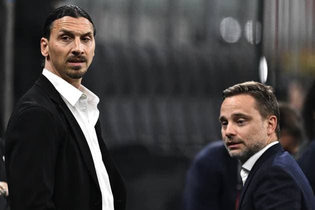 Fußball, EL, AC Mailand - AS Rom Milano 11 04 2024 - Europa League Milan-Atalanta foto Matteo Gribaudi Image nella foto: Zlatan Ibrahimovic-Giorgio Furlani 