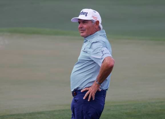 Fred Couples waits to putt on the second hole during the first round of the Masters Tournament at Augusta National Golf Club in Augusta, Georgia on Thursday, April 11, 2024.  AUG20240411573 TANNENxMAURY