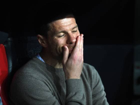 11.04.2024, Leverkusen, Germany, BayARENA, Bayer Leverkusen vs West Ham United - UEFA Europa League 2023 2024 - Quarter-finals First Leg, Trainer Xabier Xabi Alonso (Bayer 04 Leverkusen) gestikuliert, gestik (Foto Ralf Treese) Leverkusen BayARENA North Rhine-Westphalia Germany