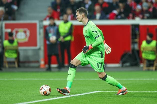 11.04.2024, Fussball, Europa League, Saison 2023 2024, Bayer Leverkusen - West Ham United, Torwart MatÄ›j KovaÅ™ (Bayer Leverkusen) Leverkusen BayArena NRW Deutschland xRHR-FOTO TRx Copyright: RHR-FOTOx RHR-FOTO TR