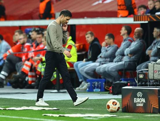Xabi Alonso manager of Beyern Leverkusen reacts Bayer 04 Leverkusen v West Ham United, UEFA Europa League, Quarter Final, First Leg, Football, BayArena, Leverkusen, Germany - 11 Apr 2024 EDITORIAL USE ONLY No use with unauthorised audio, video, data, fixture lists, club league logos or live services. Online in-match use limited to 120 images, no video emulation. No use in betting, games or single club league player publications. Copyright: xMichaelxZemanek Shutterstockx 14424882u