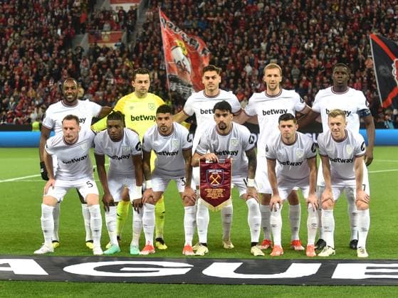 11.04.2024, Leverkusen, Germany, BayARENA, Bayer Leverkusen vs West Ham United - UEFA Europa League 2023 2024 - Quarter-finals First Leg, West Ham United Mannschaftsfoto (Foto Ralf Treese) Leverkusen BayARENA North Rhine-Westphalia Germany