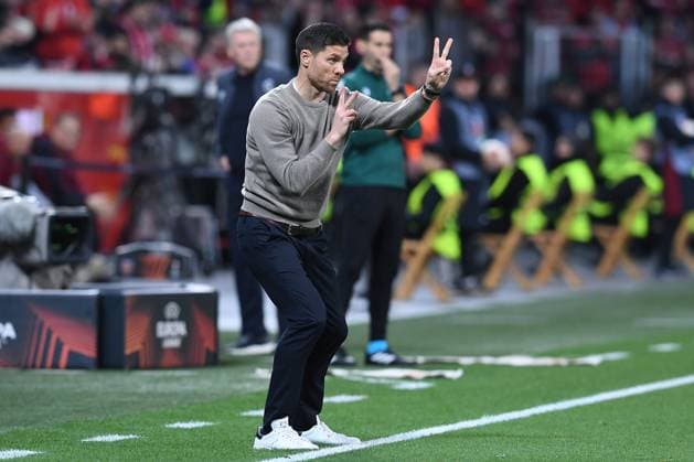 Fußball Europa League Viertelfinale Bayer 04 Leverkusen - FC West Ham United am 11.04.2024 in der BayArena in Leverkusen Xabi Alonso ( Trainer Cheftrainer Leverkusen )