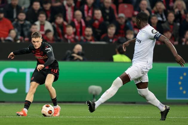 Florian Wirtz (Bayer 04 Leverkusen) beim Spiel der Europa League (Viertelfinale-Hinspiel) Bayer 04 Leverkusen - West Ham United. Copyright: Thomas Pakusch