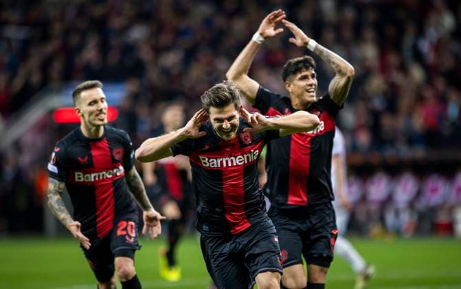 Leverkusen Germany. 11th Apr 2024. Torjubel: Jonas Hofmann (Leverkusen) Bayer Leverkusen - West Ham United 11.04.2024