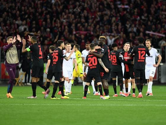 11.04.2024, Leverkusen, Germany, BayARENA, Bayer Leverkusen vs West Ham United - UEFA Europa League 2023 2024 - Quarter-finals First Leg, Alejandro Grimaldo (Bayer 04 Leverkusen) und Victor Boniface (Bayer 04 Leverkusen) Jubel, jubelt, jubeln (Foto Ralf Treese) Leverkusen BayARENA North Rhine-Westphalia Germany