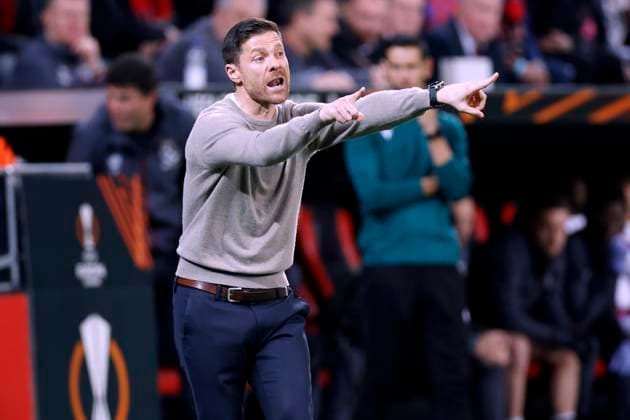 ALONSO Xabier Trainer Team Bayer 04 Leverkusen UEFA Europa League Saison 2023 - 2024 Viertelfinale Spiel Bayer 04 Leverkusen - West Ham United FC 2 : 0 am 11.04. 2024 in Leverkusen DFL REGULATIONS PROHIBIT ANY USE OF PHOTOGRAPHS as IMAGE SEQUENCES and or QUASI-VIDEO Copyright: xLacixPerenyix