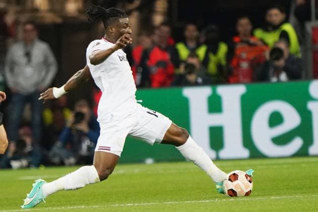 Fussball, UEFA Europa League 2023 2024, Bayer 04 Leverkusen- West Ham United, 11.04.2024, Bayarena Leverkusen, Mohammed Kudus West Ham United, Aktion Einzelbild
