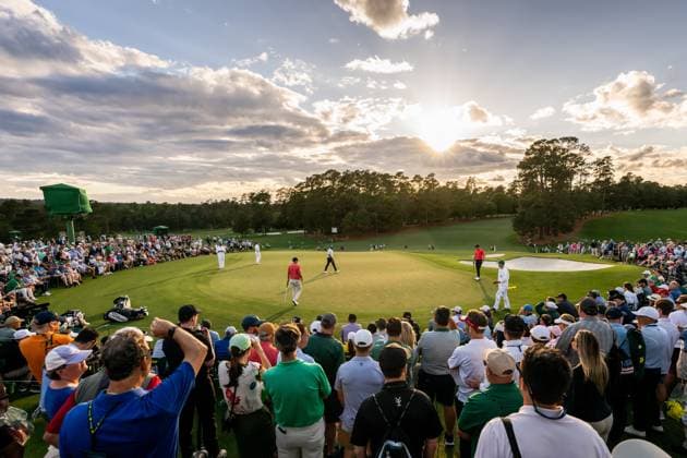 240411 Ludvig Aberg of Sweden on the 9th green during the first round of the 2024 Masters Golf Tournament on April 11, 2024 in Augusta. Photo: Petter Arvidson BILDBYRAN kod PA PA0792 bbeng golf masters the masters Augusta us masters sverige Copyright: PETTERxARVIDSON BB240411PA060