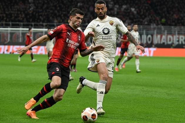 AC Milan v AS Roma: Quarter-Final First Leg - UEFA Europa League 2023 24 Christian Pulisic is playing for AC Milan during the UEFA Europa League semi-finals first leg match between AC Milan and AS Roma at Giuseppe Meazza San Siro Stadium in Milan, Italy, on April 11, 2024. Milano Italy  Copyright: xTizianoxBallabiox originalFilename:ballabio-acmilana240411_npKCL.jpg