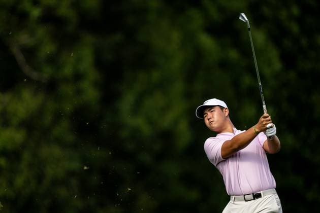 240411 Tom Kim of South Korea during the first round of the 2024 Masters Golf Tournament on April 11, 2024 in Augusta. Photo: Petter Arvidson BILDBYRAN kod PA PA0792 bbeng golf masters the masters Augusta us masters Copyright: PETTERxARVIDSON BB240411PA192