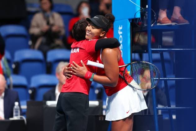 Sport Themen der Woche KW15 Sport Bilder des Tages (L-R) Ai Sugiyama, Naomi Osaka (JPN), APRIL 12, 2024 - Tennis : Billie Jean King Cup Qualifiers match between Japan - Kazakhstan, Singles match 2 at Ariake Coliseum, Tokyo, Japan. Noxthirdxpartyxsales  (249922309)