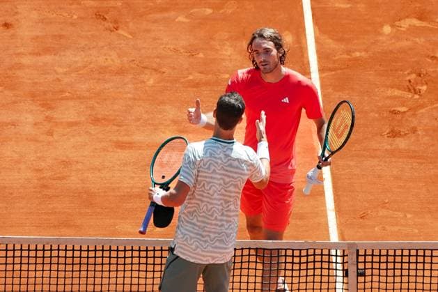 Stefanos Tsisipas (Grece) - Karen Khachanov (Russie) TENNIS : Monaco Rolex Masters - 1 4 de finale - Monaco - 12 04 2024 NorbertScanella Panoramic 