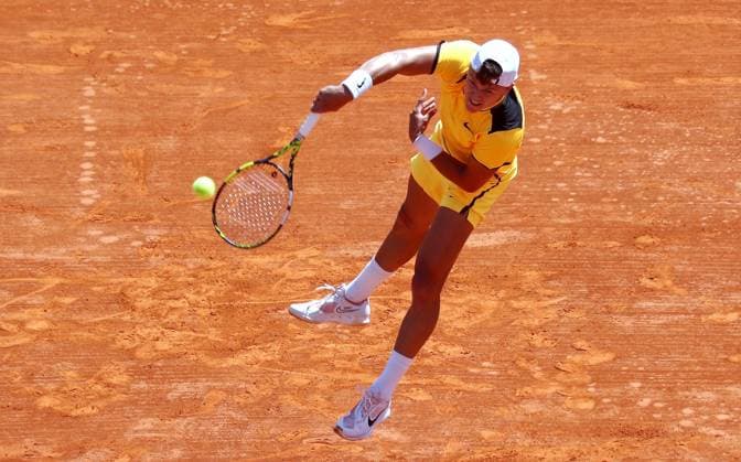ROLEX MC MASTERS RUNE SINNER PHOTOPQR NICE MATIN Jean François Ottonello ; Roquebrune-Cap-Martin ; 12 04 2024 ; Rolex Monte-Carlo Masters - quart de finale - Holger Rune (DEN en jaune) vs Jannik Sinner (ITA en noir) Roquebrune-Cap-Martin France  Copyright: xPHOTOPQR NICExMATIN MAXPPPxJeanxFrançoisxOttonellox 20240412NIM4896 20240412NIM4896