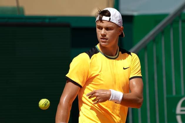 Holger Rune (Danemark) TENNIS : Monaco Rolex Masters - 1 4 de finale - Monaco - 12 04 2024 NorbertScanella Panoramic 