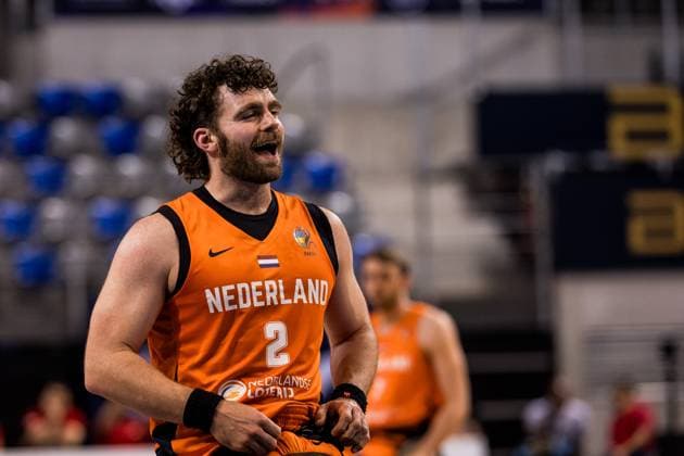 2024 IWBF Men’s Repechage: Kanda - Niederlande; 12.04.2024 Mendel Op Den Orth (Niederlande, 2) lachend an der Freiwurflinie 2024 IWBF Men’s Repechage: Kanda - Niederlande, Azur Arena, Antibes Copyright: xBEAUTIFULxSPORTS Wunderlx