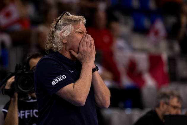 2024 IWBF Men’s Repechage: Kanda - Niederlande; 12.04.2024 Cees van Rootselaar (Trainer Niederlande) brüllt 2024 IWBF Men’s Repechage: Kanda - Niederlande, Azur Arena, Antibes Copyright: xBEAUTIFULxSPORTS Wunderlx