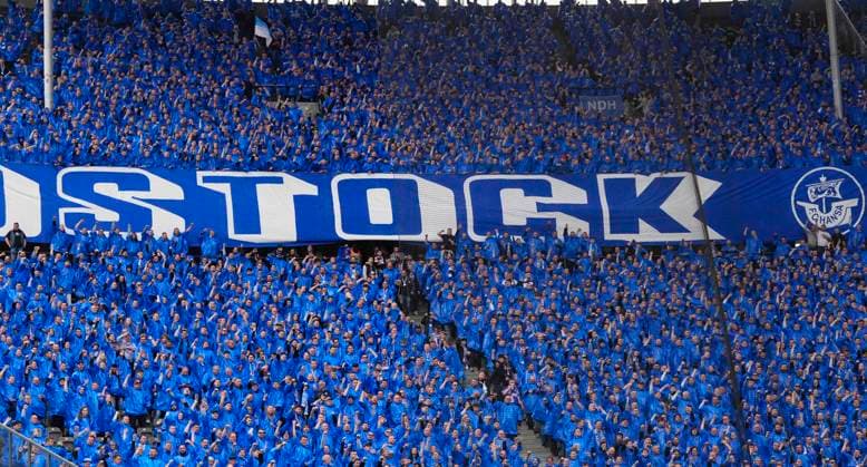 Germany, Berlin, 12.04.2024, Olympic Stadium, Hertha BSC vs FC Hansa Rostock - 2. Bundesliga, Hansa Rostock fans Berlin Olympic Stadium Berlin Germany