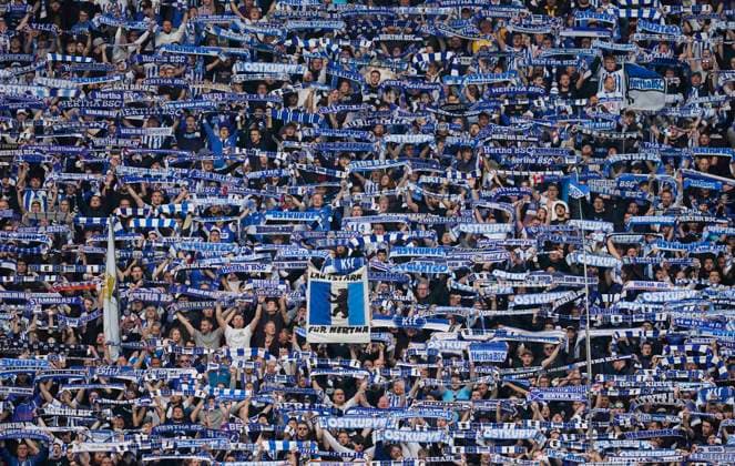 Sport Bilder des Tages Germany, Berlin, 12.04.2024, Olympic Stadium, Hertha BSC vs FC Hansa Rostock - 2. Bundesliga, Berlin Olympic Stadium Berlin Germany