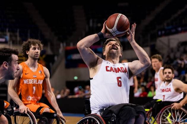 2024 IWBF Men’s Repechage: Kanda - Niederlande; 12.04.2024 Robert Hedges (Kanada, 6) am Ball 2024 IWBF Men’s Repechage: Kanda - Niederlande, Azur Arena, Antibes Copyright: xBEAUTIFULxSPORTS Wunderlx