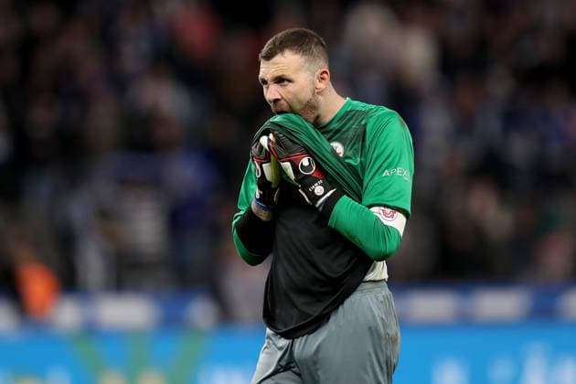 12.04.2024, xtgx, Fussball 2. Bundesliga, Hertha BSC - FC Hansa Rostock emspor, v.l. Markus Kolke (FC Hansa Rostock) Enttäuscht enttaeuscht traurig frustriert ratlos (DFL DFB REGULATIONS PROHIBIT ANY USE OF PHOTOGRAPHS as IMAGE SEQUENCES and or QUASI-VIDEO) Berlin