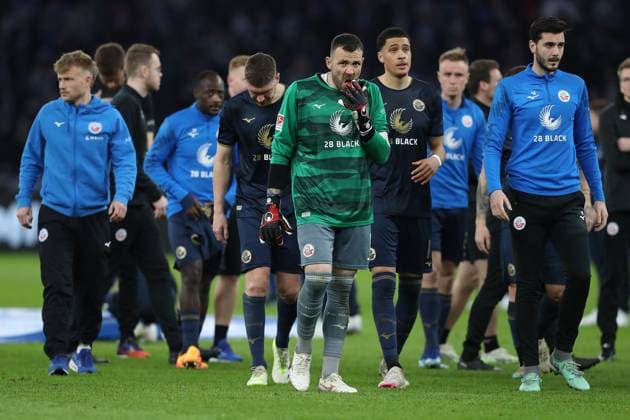 12.04.2024, xtgx, Fussball 2. Bundesliga, Hertha BSC - FC Hansa Rostock emspor, v.l. Spieler von Hansa Enttäuscht enttaeuscht traurig frustriert ratlos Markus Kolke (FC Hansa Rostock) Nico Neidhart (FC Hansa Rostock) Jonas David (FC Hansa Rostock) (DFL DFB REGULATIONS PROHIBIT ANY USE OF PHOTOGRAPHS as IMAGE SEQUENCES and or QUASI-VIDEO) Berlin