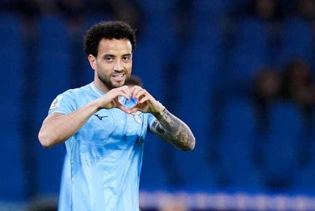 Sport Themen der Woche KW15 Sport Bilder des Tages SS Lazio v US Salernitana - Serie A TIM Felipe Anderson of SS Lazio celebrates after scoring first goal during the Serie A TIM match between SS Lazio and US Salernitana at Stadio Olimpico on April 12, 2024 in Rome, Italy. Rome Stadio Olimpico Lazio Italy Copyright: xGiuseppexMaffiax SerieA_Lazio-Salernitana_120424_LIA0100-2