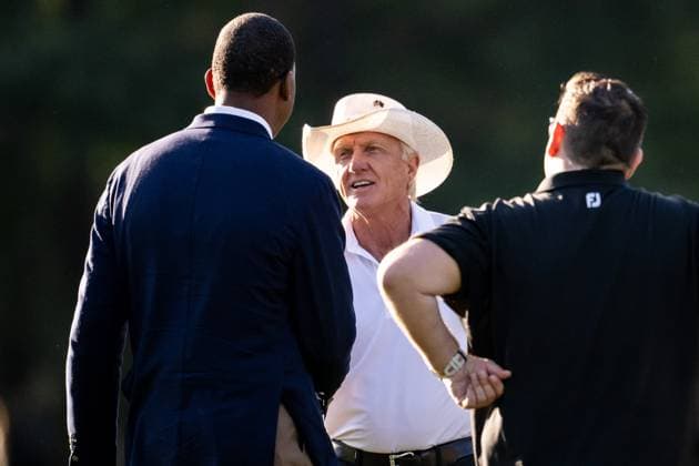 240412 Greg Norman, CEO and Commissioner of the LIV Golf Tour during the second round of the 2024 Masters Golf Tournament on April 12, 2024 in Augusta. Photo: Petter Arvidson BILDBYRAN kod PA PA0793 bbeng golf masters the masters Augusta us masters Copyright: PETTERxARVIDSON BB240412PA108