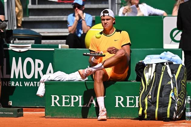 Monaco Rolex Masters Holger Rune (DEN) during his quarter final round match at the Monaco Rolex Masters in Monte Carlo, on April, 12, 2024. Photo by Corinne Dubreuil ABACAPRESS.COM Monaco Monaco  Copyright: xDubreuilxCorinne ABACAx